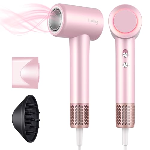 Luxing TurboLux Pink Hair Dryer with Ionic Technology & 110,000 RPM Brushless Motor