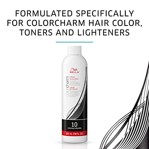 WELLA colorcharm 10 Vol Cream Developer, for Optimal Gray Blending and Rich, Multi-Dimensional End Results, 15.4 oz + WELLA colorcharm Powder Hair Lightener, Up to 7 levels of lift, Dust-free formula