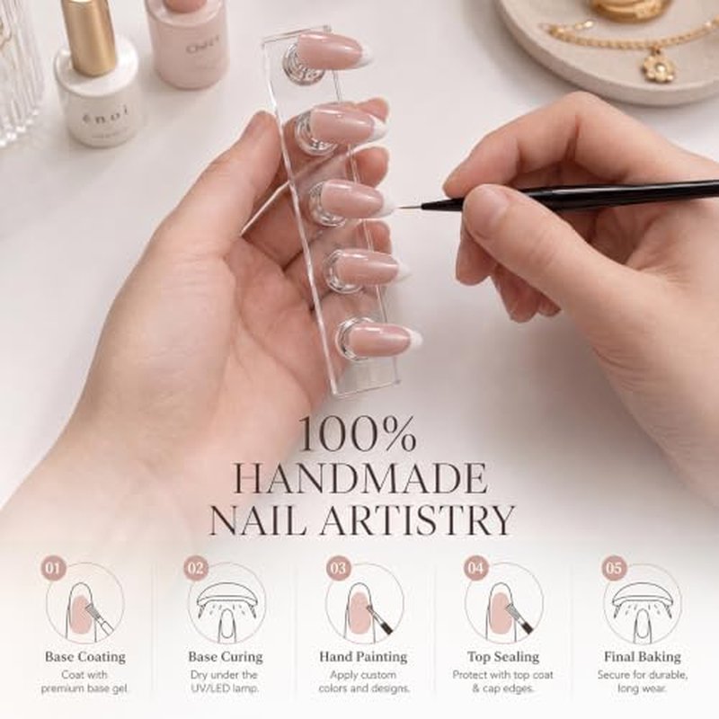 Handmade Squoval Press On Nails Set - Pastel Yellow Acrylic, 24 Pcs