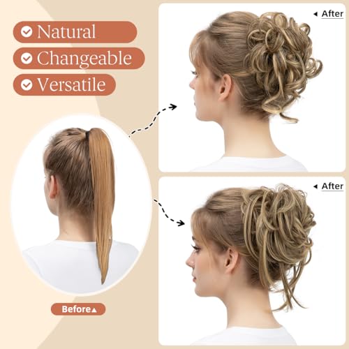 SARLA Messy Bun Hair Pieces - Grey Synthetic Hairpiece Set