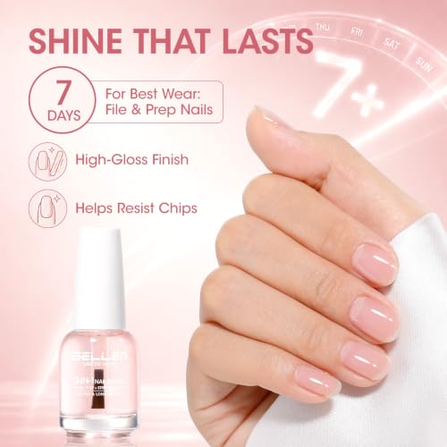 GELLEN 3-in-1 Clear Nail Strengthener Polish & Top Coat with Keratin