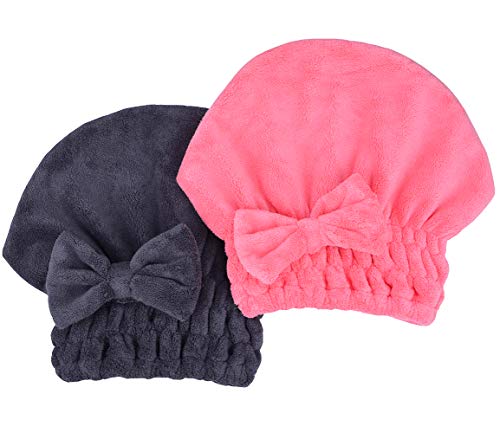 MAYOUTH Microfiber Hair Drying Towel Wrap - Bow-Knot Hair Turban (2-Pack)