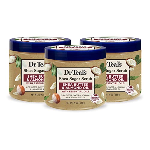 Dr Teal's Shea Sugar Body Scrub with Almond Oil, 19 oz (Pack of 3)