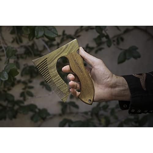 THE BEARDED AXE BEARD COMB | Woodsman | Green Sandalwood/Golden Sandalwood | Artisan Crafted
