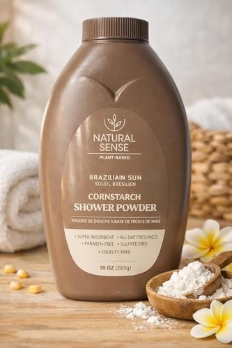 Natural Sense Shower Powder, Talc-Free Cornstarch, 10 oz