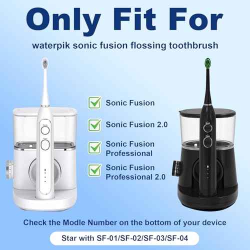 6 Pack Replacement Brush Heads for Waterpik Sonic-Fusion 2.0 (SF-03/SF-04) & Sonic-Fusion (SF-01/SF-02) Flossing Toothbrush - Individually Sealed with Hygienic Caps, White