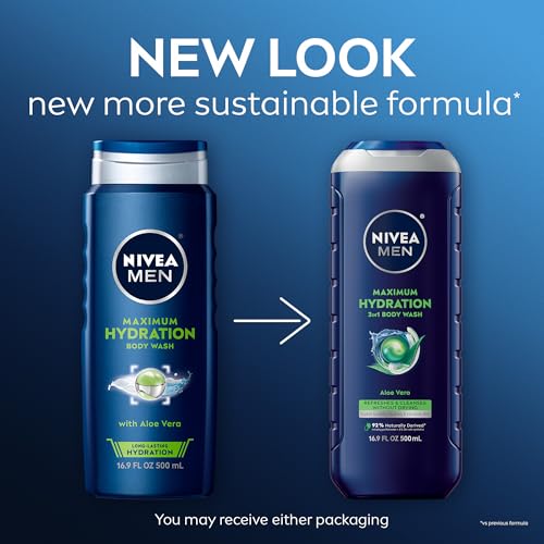 NIVEA MEN Maximum Hydration 3-in-1 Body Wash, 3 x 16.9 FL OZ
