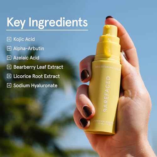 Barefaced Brightening Serum 1 Fl Oz Dark Spot Corrector with Kojic Acid, Arbutin, Azelaic Acid & Licorice, Anti-Aging, Hydrating, Fades Hyperpigmentation & Evens Skin Tone, Antioxidant-Powered Formula