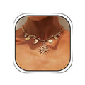 Vintage Sun & Moon Gold Choker Necklace for Women
