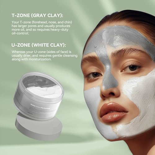 WNP Duo Cleansing Clay Mask with Niacinamide & Hyaluronic Acid ? Deep Pore Cleanser for T-Zone & U-Zone, Blackhead Remover, Hydrating & Oil-Control Face Mask, 3.53oz (Pack of 2)