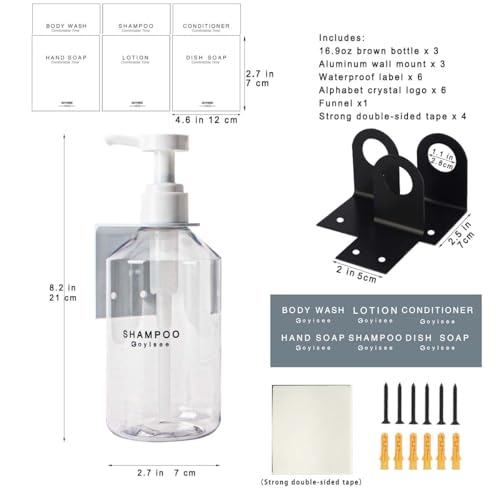 3-Chamber Wall-Mounted Shampoo & Conditioner Dispenser