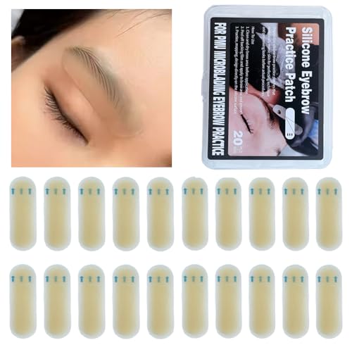 20Pcs BrowAid Practice Bandage Silicone Brow Patch Pmu Practice Skin Sticker Permanent Makeup Eyebrow Realistic Practice Eyebrow Patch for Pmu Microblading Practice