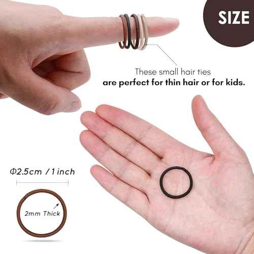 120 Pcs Small Hair Ties for Thin Hair & Kids - 1 Inch, 2mm No-Damage Elastic Bands in, Natural