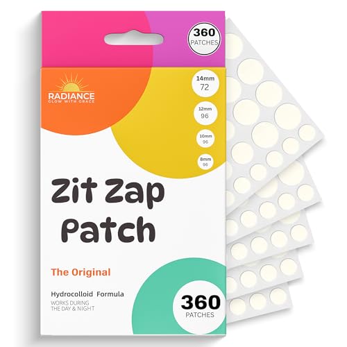 Zit Zap Pimple Patches-Hydrocolloid Acne Spot Patch- 4 Sizes-360 Count. (8mm 10mm 12mm 14mm, 360, Count)