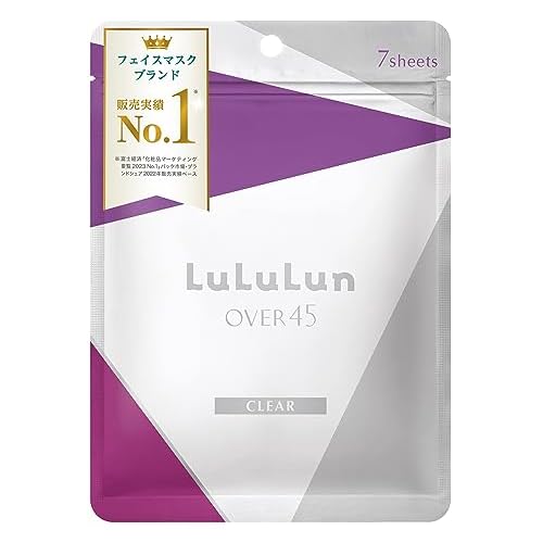 Lululun 7 EA Anti Aging Face Mask for Women & Men, Daily Face Mask Sheet for Clear& Even-Toning Skin, Moisturizing Face Masks Skincare by Iris Root, Seaweed, Protein & Squalene from Japan OVER45 CLEAR