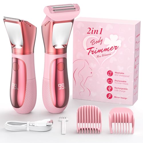 2-in-1 Electric Bikini Trimmer for Women, IPX7 Waterproof