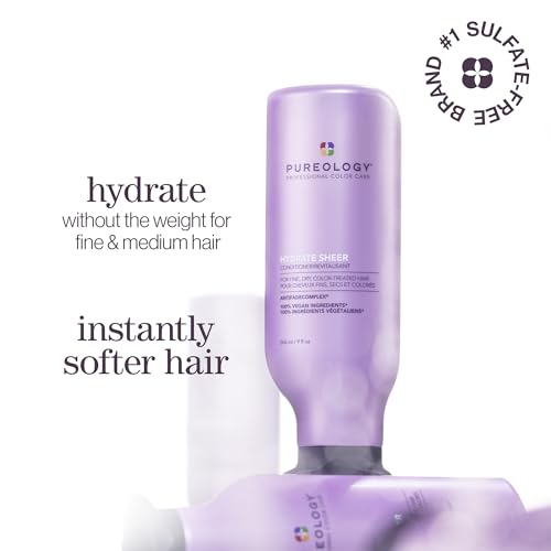 Pureology Hydrate Sheer Conditioner - Lightweight Vegan Moisturizer for Fine Color-Treated Hair