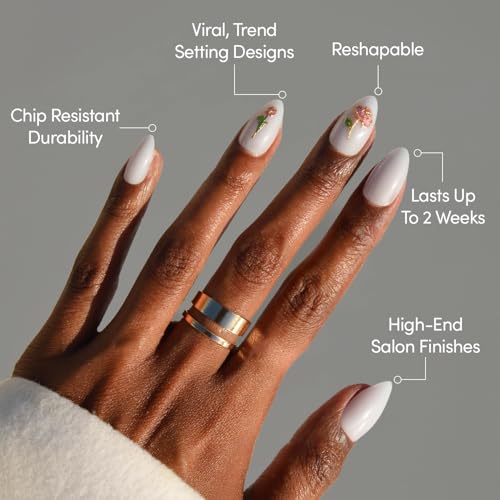 Glamnetic Floral Glow Press-On Nails | Short Almond 3D Rose Design