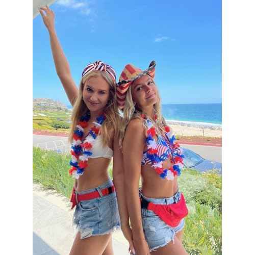 4 th of July Headband for Women Girls Fourth of July Knotted Headband Red White and Blue Sequin Beaded Patriotic Hairband American Flag USA Independence Day Head Band Hair Accessories Gifts