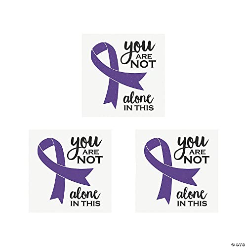 Purple Ribbon Temporary Tattoos 72-Pack - Glitter Design