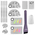 Makeup Mixing Palette Set with Brush - 8pc Stainless Steel