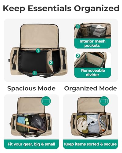 BAGSMART 83L Foldable Duffle Bag with Wheels & Organizers
