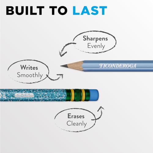 Ticonderoga Pre-Sharpened Wooden Pencils Arctic Blue 18 Count