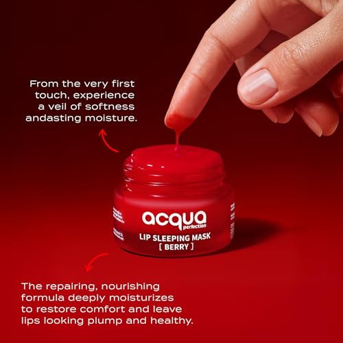Overnight Lip Sleeping Mask - Intense Hydration & Repair with Shea, Murumuru & Coconut Oil - Antioxidant Rich Berry Lip Balm for Dry, Cracked Lips - 8 Hour Moisture Therapy