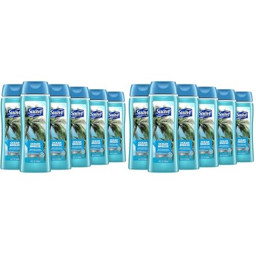 Suave Moisturizing Body Wash, with Ocean Breeze Scent and Vitamin E Extract, No Parabens, No Phtahaltes, 18 Oz, (Pack of 12)