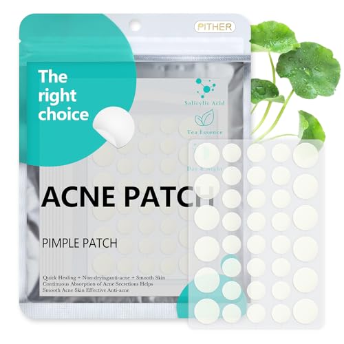 Pimple Patches Acne Patches, PITHER Day and Night Hydrocolloid Patch for Covering Zits and Blemishes Invisible Zit Patches with Tea Tree Oil, Salicylic Acid, Centella Asiatica (288 Count, 2 Size)