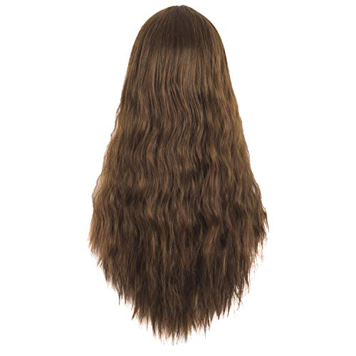 MapofBeauty 28"/70 cm Charms Women Synthetic Long Fluffy Corn Curly Flat Bangs Wig (Brown)