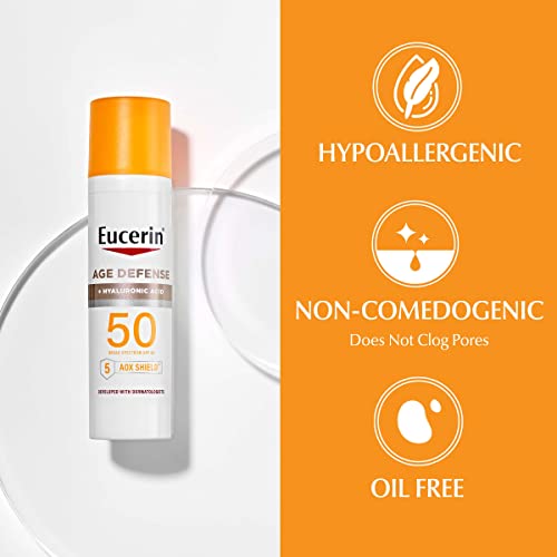 Eucerin Sun Sunscreen Pack with Hyaluronic Acid, Advanced Hydration SPF 50 Sunscreen Lotion, 5 Fl Oz Tube + Age Defense Face Sunscreen Lotion SPF 50, Facial Sunscreen, 2.5 Fl Oz Bottle