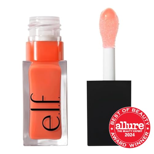 e.l.f. Glow Reviver Tinted Lip Oil - Hydrating Non-Sticky Lip Gloss, Coral