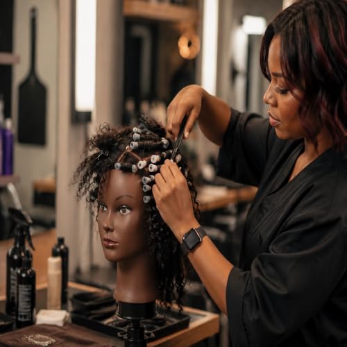 16" Human Hair Mannequin Head with Stand for Braiding & Styling