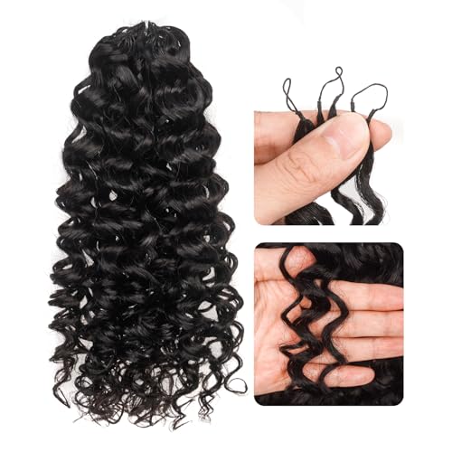 ToyoTress Kinky Curly Crochet Human Hair - 10 Inch 50G Feather-Line Invisible Knotless Crochet Human Hair For Black Women Natural Color Braiding Hair (10 Inch, 1B-50G)
