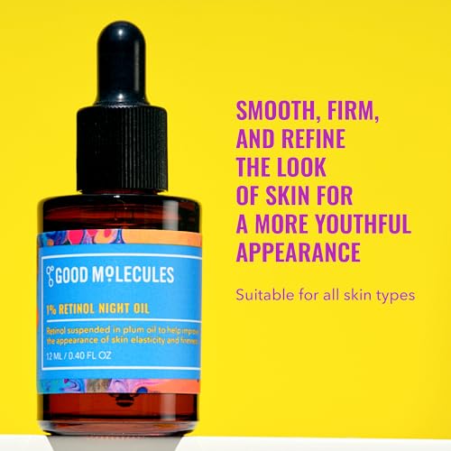 Good Molecules 1% Retinol Night Oil - Retinol and Rosehip Face Oil Formula for Look of Fine Lines & Wrinkles, Anti-Aging, Skin Firming, and Moisturizing - Skin Care for Face