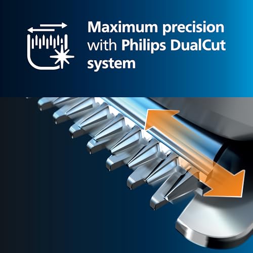 Norelco Philips Hair Clipper 7000 Series, Hair and Beard Trimmer, Precision Dial, PowerAdapt Sensor, Trim-and-Flow, DualCut, DuraPower, 28 Length Settings, 90 Min. Runtime, Model HC7650/40