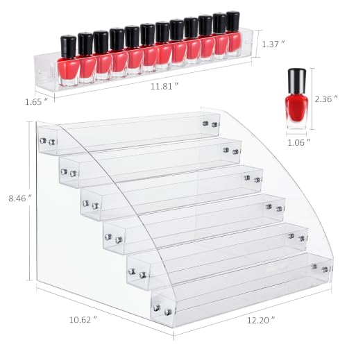 KINGROW 6-Tier Acrylic Nail Polish Organizer Display Rack