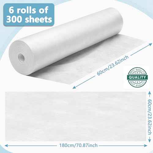 Tudomro 6 Rolls Disposable Non Woven Bed Sheets 24 x 71 Inch Massage Table Paper Covers Non Woven Fabric Massage Sheets Waterproof Spa Breathable Bed Cover for Beauty Salon (White)