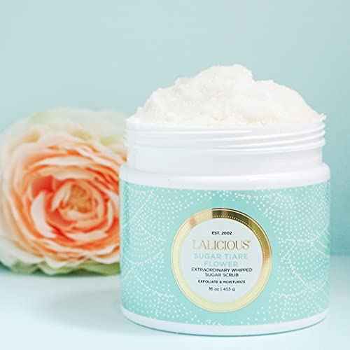 LaLicious Sugar Tiare Flower Extraordinary Whipped Sugar Scrub - Cane Sugar Body Scrub with Coconut Oil & Honey, No Parabens (16oz)