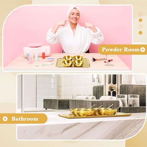 Gold Facial Tray Set with 4 Mixing Bowls & 4 Spoons
