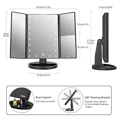 LED Makeup Mirror with 21 Lights & 2x/3x Magnification