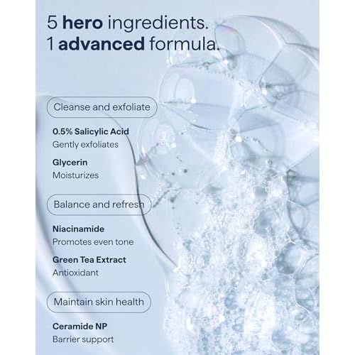Remedy for Lightweight Cleansing | Gel-to-Foam Cleanser for Normal to Oily Skin | 0.5% Salicylic Acid, Ceramide NP, Niacinamide, Green Tea | By Dermatologist Dr. Shah, 12 fl. Oz