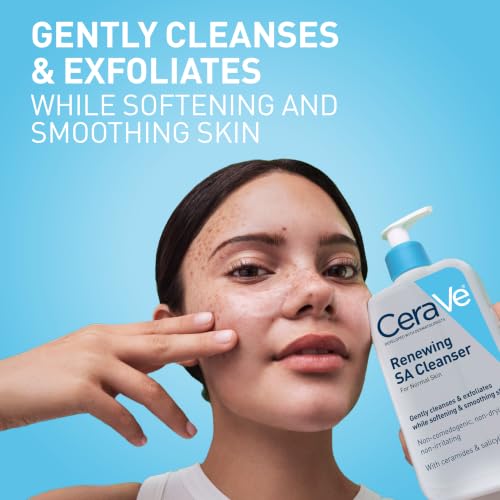 CeraVe Renewing SA Cleanser 8oz - Gentle Salicylic Acid Foaming Face Wash