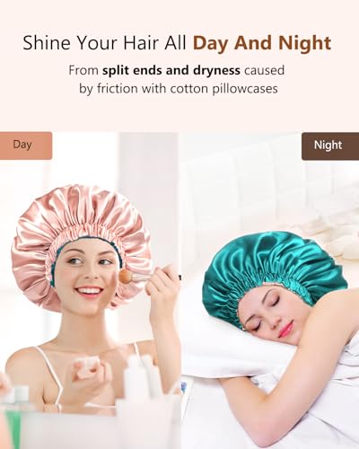 Mikimini Extra Large Reversible Satin Bonnet for Curly Hair