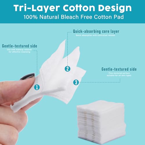 Cotton Pads 200pcs - Hypoallergenic, Lint-Free, Makeup Remover