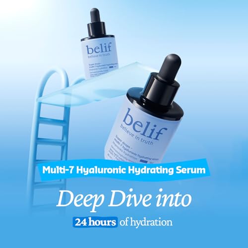 belif Super Drops Multi-7 Hyaluronic Hydrating Serum - 24-hr Moisturization, Hyaluronic Acid, Panthenol, Lightweight Daily Essence | Korean Skincare (1.01 fl. oz)