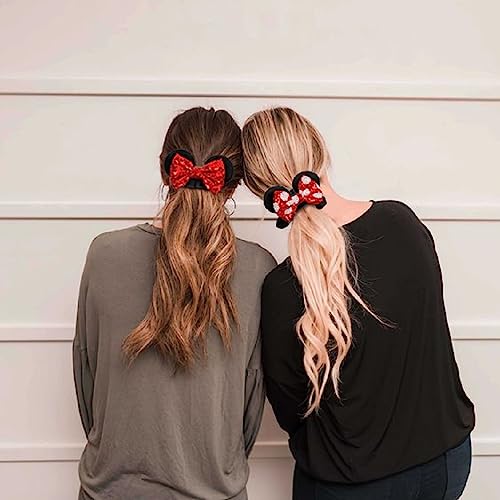 4th of July Hair Scrunchies Mouse Ear Accessories for Women Girls Independency Day Mice Ears Hair Ties Cute Sequins Hair Bow Scrunchies for Ponytail Party Favors Cosplay Costume,Red Blue