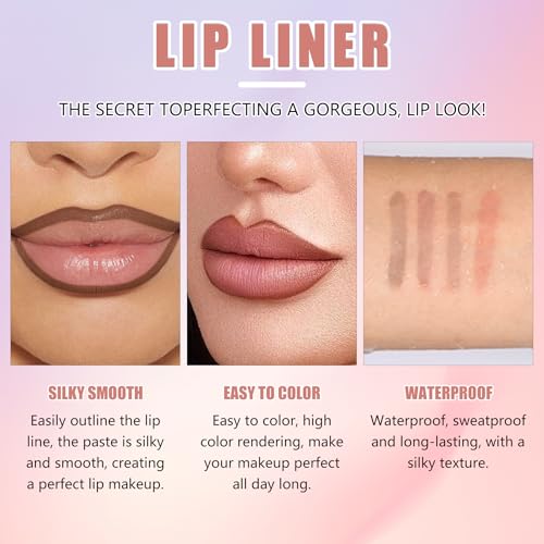 Velvet lip liner Lipliner Long-lasting Waterproof Fadeless Lip Gloss Lipliner Pencil Waterproof Peel-off Lip Liner for Sensitive Skin