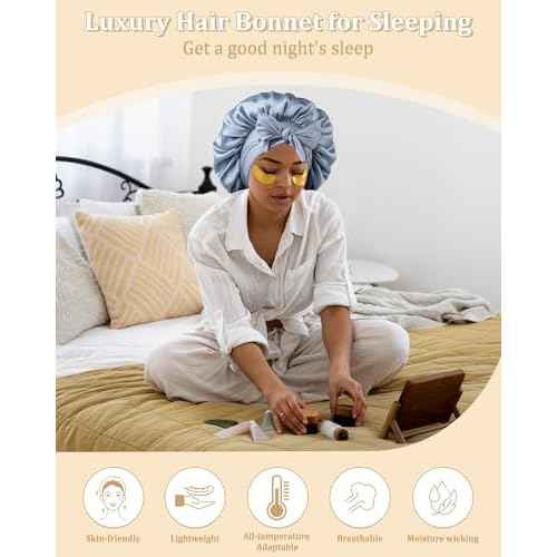 100% Mulberry Silk Bonnet for Women Hair Bonnet for Sleeping with Hair Scrunchy Elastic Tie Band Night Cap